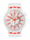 Swatch Big Bold Γυναικείο Ρολόι 47mm Μπαταρίας με Λευκό Καουτσούκ Λουράκι