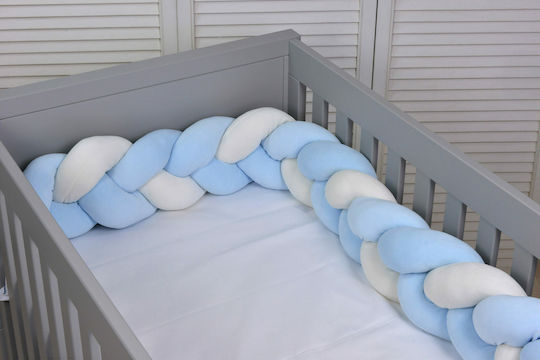 Baby Oliver Crib Bumper Braided Inside Light Blue 18x200cm