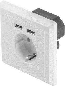 Lanberg Power Socket with 2 USB Ports White 1pcs