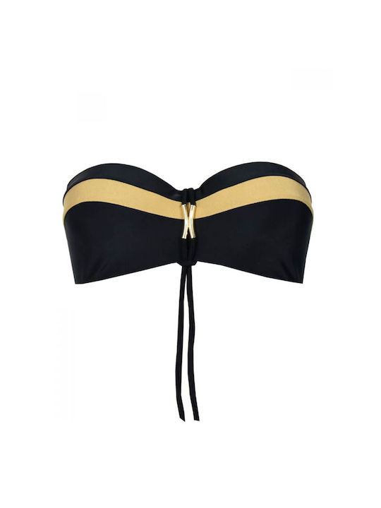 Rock Club Strapless Bikini Top Black/Gold BP-2153