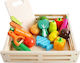 Fruits & Vegetables Toy Καφάσι με Φρούτα, Λαχανικά & Εργαλεία Κοπής made of Wood for 6+ Years Old 17pcs