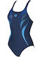 Arena Wide Strap Racerback Activewear Swimsuit Flow Blue