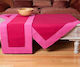 Silk Fashion Tablecloth Cotton with Embroidery Set Bg17 Purple-Fuchsia 160x220cm