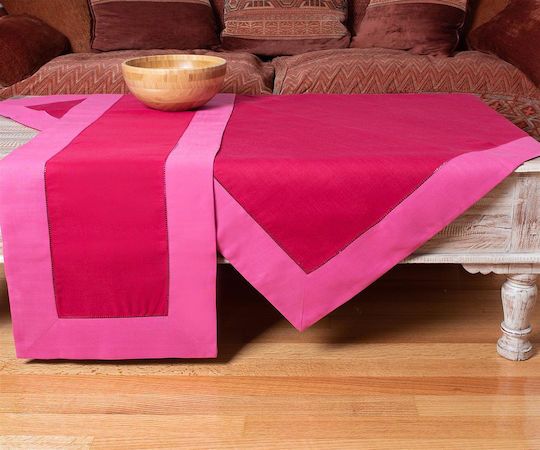 Silk Fashion Tablecloth Cotton with Embroidery Set Bg17 Purple-Fuchsia 160x220cm