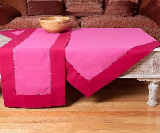 Silk Fashion Tablecloth Cotton with Embroidery Bg17 Fuchsia-Purple 140x140cm