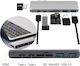Bakeey 7-in-1 Dual USB-C Hub Docking Station with USB-C / Dual USB-C 4K PD Ethernet Silver