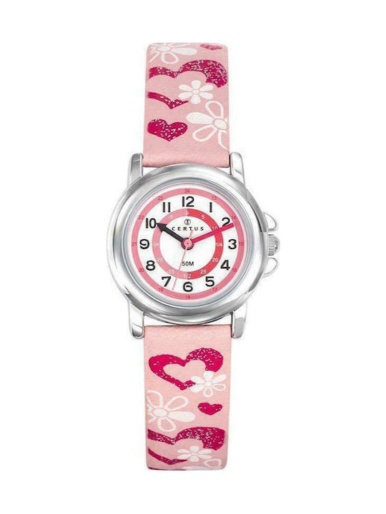 Certus Kids Analog Watch with Leather Strap Pink