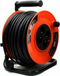 Finder Удължителен кабел на ролка 4 места с кабел 50м с диаметър 2x1.5mm² Оранжев
