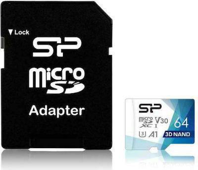 Silicon Power Superior Pro microSDXC 64GB Class 10 U3 V30 A1 UHS-III with Adapter