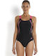 Speedo Wide Strap Racerback Activewear Swimsuit Gala Logo Medalist Black