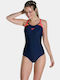 Speedo Splice Athletic One-Piece Swimsuit Navy Blue