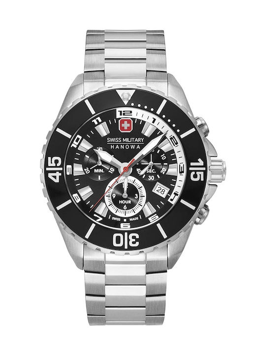 Swiss Military Hanowa Ambassador Herrenuhr 44mm Chronograph Batterie mit Silber Rostfreier Stahlarmband
