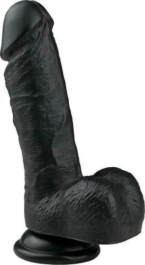 Easytoys Glass Dildo with Balls and Suction Cup Black 17cm