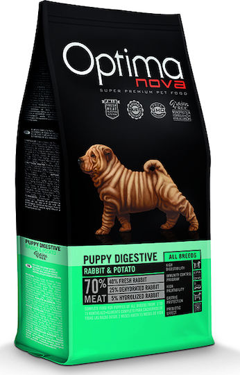 Optimanova Puppy Digestive Rabbit & Potato 12кг Суха Храна без Зърнени храни за Кученца с Заек и Картофи