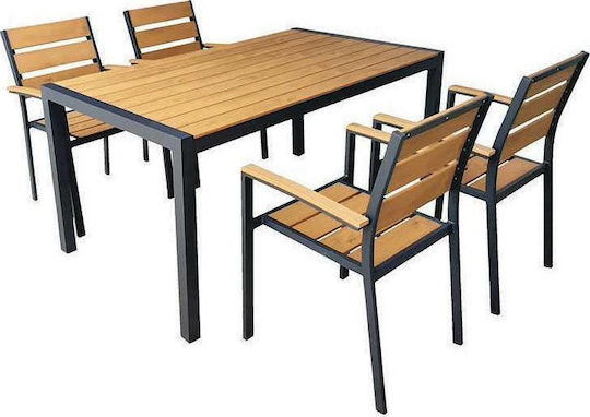 Set Sala De Mese Pentru Exterior 5274 G + 5275 G 5 Piese Aluminiu/Polywood