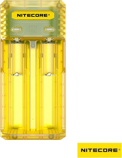 NiteCore Q2 Φορτιστής 2 Μπαταριών Li-ion Μεγέθους 18650 σε Juicy Mango χρώμα