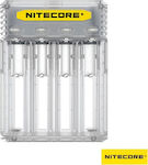 NiteCore Q4 Charger 4 Batteries Li-ion Size 18650/16340/26650/14500 in Silver color