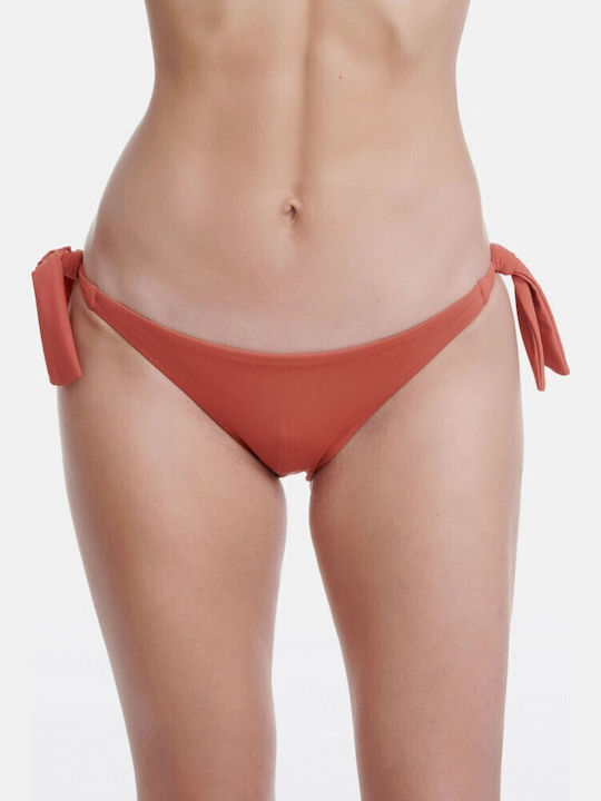 Bikini Slip με Κορδονάκια Πορτοκαλί