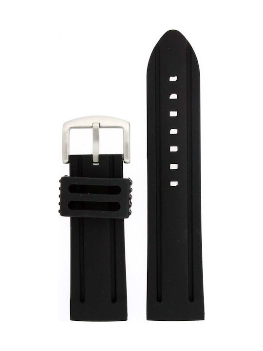 Silicone strap with stripes black 18mm
