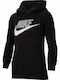 Nike Kids Fleece Sweatshirt with Hood and Pocket Black Sportswear Club