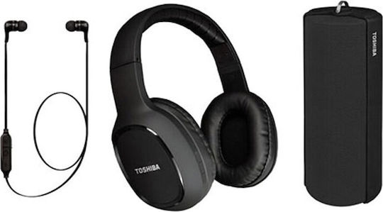 Toshiba RZE-BT160H Combo Pack Wireless / Wired On Ear Headphones with 6 hours of Operation Black HSP-3P19K