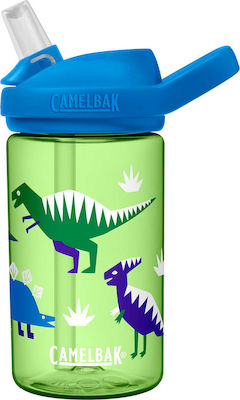 Camelbak Eddy Kids Sticlă pentru Copii Dinozaur Plastic cu Pai Verde 400ml