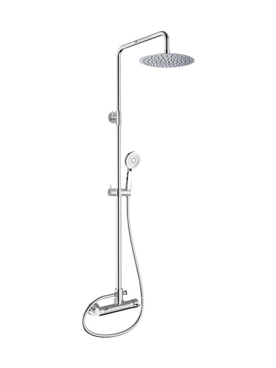 Interflex Art Line Slim Ρυθμιζόμενη Στήλη Ντουζ με Μπαταρία 140cm Ασημί