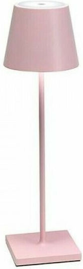 Zafferano Poldina Metall Tischlampe LED mit Lila Schirm und Rosa Basis