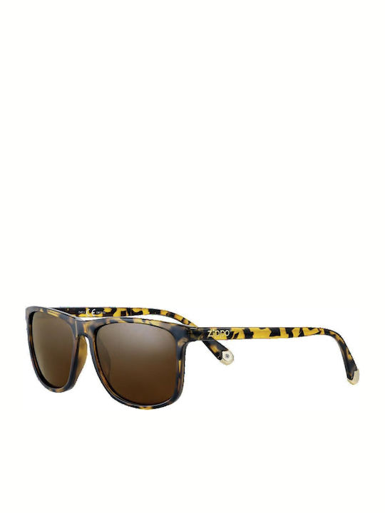 Zippo Men's Sunglasses with Brown Tartaruga Plastic Frame and Brown Polarized Lens OB77-53