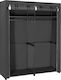 Songmics Fabric Wardrobe with Zipper and Shelves in Black Color 140x43x174cm