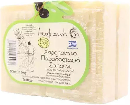 Λεσβιακή Γη Χειροποίητο Παραδοσιακό Σαπούνι Ελαιόλαδο 4x100gr