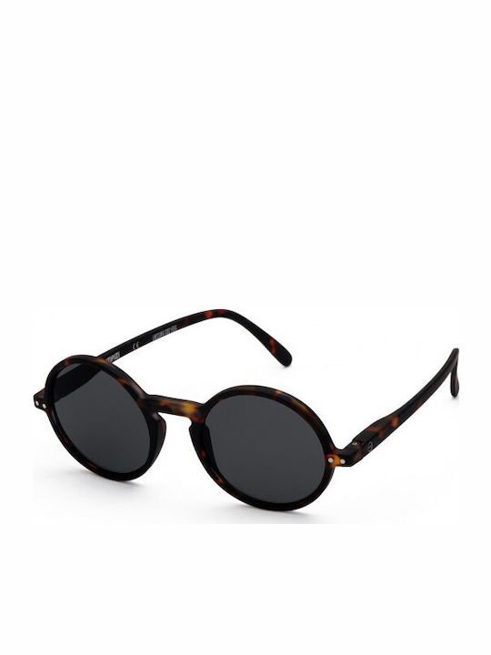 Izipizi #G Unisex Sunglasses with Brown Tartaruga Plastic Frame and Black Lens
