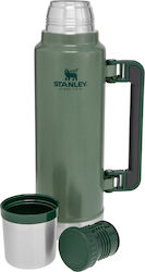 Stanley Classic Legendary Bottle Flasche Thermosflasche Rostfreier Stahl BPA-frei Grün 1.4lt mit Kappenbecher und Handgriff 10-08265-001