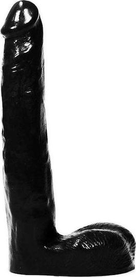 All Black Luis Glass Dildo with Scrotum Black 21cm