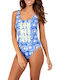 Belair Indigo One Piece Swimsuit with Removable Padding Light Blue
