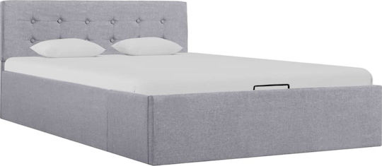 Pat Semi-dublu Din Lemn Gri cu Lamele pentru Saltea 120x200cm