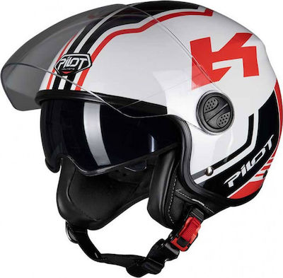 Pilot Fazer SV Jet Helmet with Sun Visor ECE 22.05 1100gr Gloss White/Red PIL000KRA75