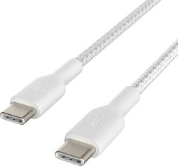 Belkin Braided USB 2.0 Cable USB-C male - USB-A male Λευκό 1m (CAB004bt1MWH)