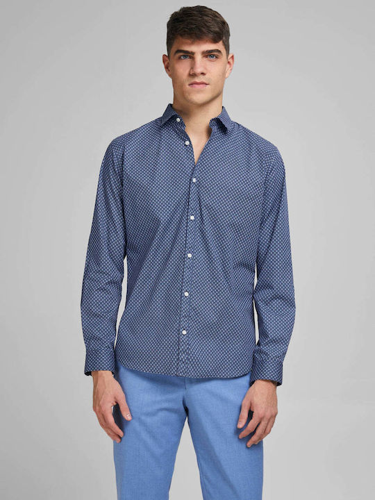 Jack & Jones Cămașă Bărbătească Cu mânecă lungă Bumbac Albastru marin 12234533