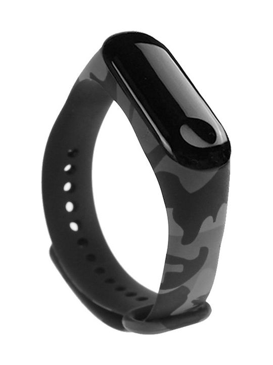 Curea Silicon cu Pin Camouflage Grey (Mi Band 3/Mi Smart Band 4)