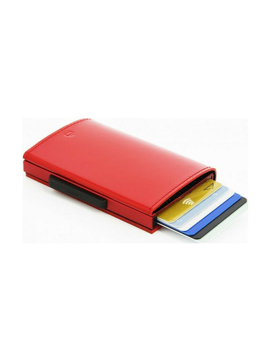 Ogon Designs Cascade Vegan Δερμάτινο Ανδρικό Πορτοφόλι Καρτών με RFID και Μηχανισμό Slide Κόκκινο