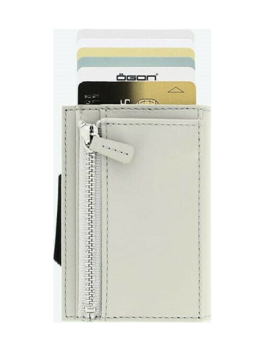 Ogon Designs Cascade Zipper Men's Leather Card Wallet with RFID Silver