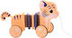 Joueco Pull-Along Toy Pull a Long Tiger made of Wood for 12++ Months