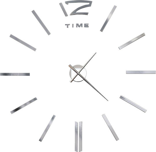 vidaXL 3D Wall Clock Sticker Metallic Silver Ø100cm
