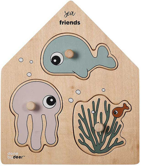 Lemnos Puzzle pentru Copii cu Îmbinări Sea Friends 3buc Done by Deer