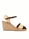 Emporio Armani Women's Leather Ankle Strap Platforms Beige