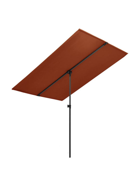 Umbrelă Pătrată Din aluminiu Maro cu Bază de Susținere 1.8x1.3m