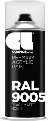 Cosmos Lac Σπρέι Βαφής Premium Acrylic με Ματ Εφέ Μαύρο RAL 9005 400ml