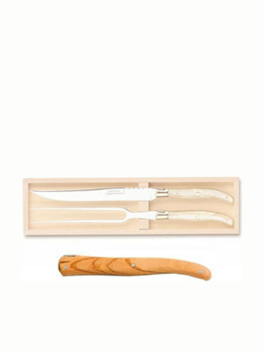 Claude Dozorme Laguiole Olive Wood Knife Set from Stainless Steel 2pcs