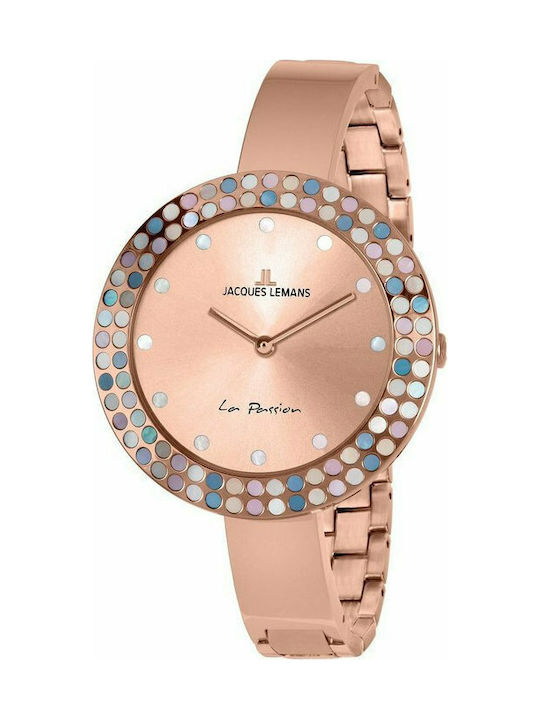 Jacques Lemans Uhr mit Rose Gold Metallarmband 1-2063B